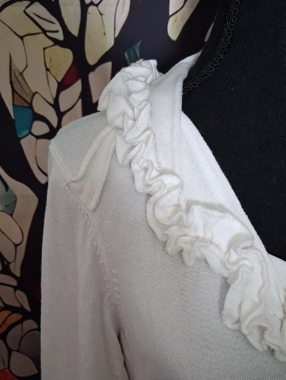 Tribal White Long Sleeve Ruffle-Trim Top - Picture 7 of 11